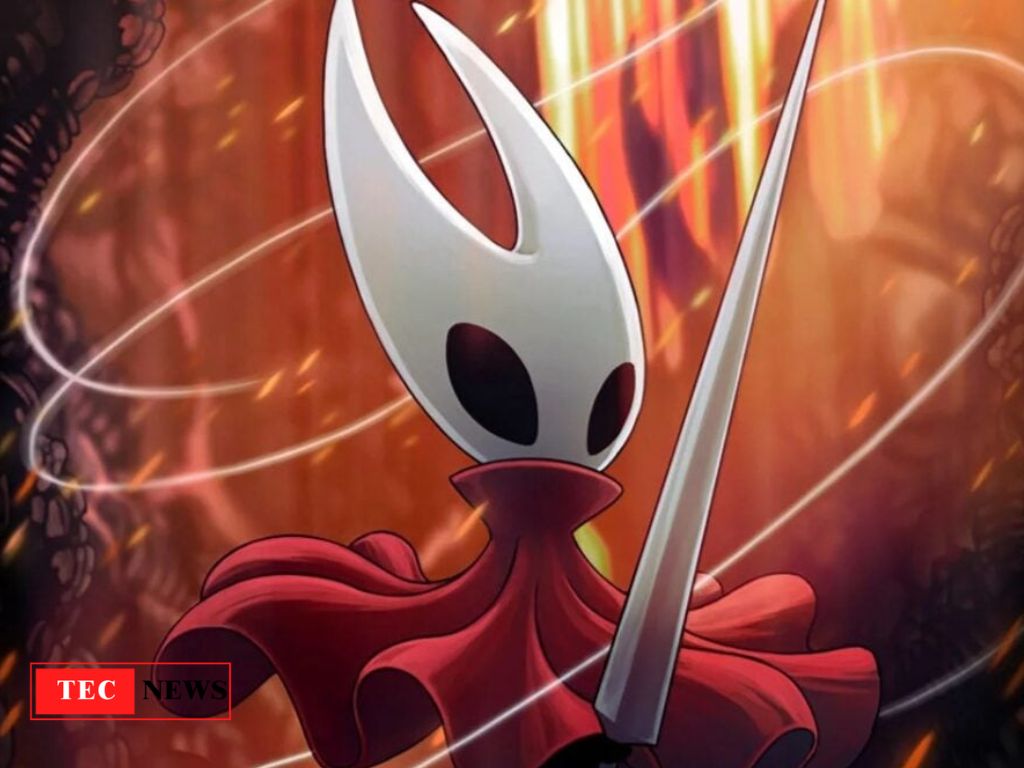Hornet facing off against a towering, armored boss in Hollow Knight Silksong.