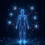 Futuristic AI concept showing robots, data networks, and digital innovation shaping the future