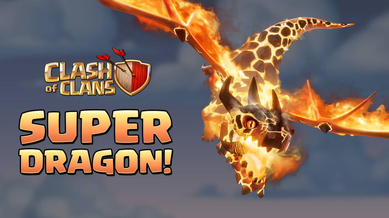 The Super Dragon troop from Clash of Clans featured in the Mini Spotlight Event promotional art.