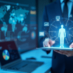 A conceptual image of an Agentic AI system, showing a central brain autonomously performing multiple tasks like planning and analysis, representing the future of AI.